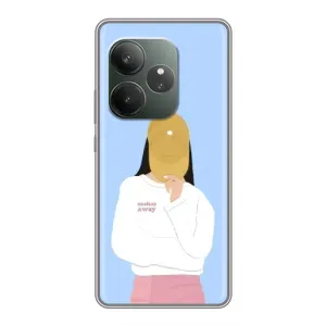 Силиконовый Чехол на RealMe Neo7 с картинкой Стильных Девушек (Желтая кепка)