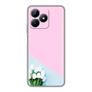Чехлы с картинкой (Тюльпаны) на Реалми Ноут 50 (Белые тюльпаны)