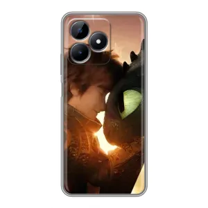 Чехол дракон Беззубик для Realme Note 50 (Беззубик и Иккинг)