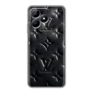 Текстурный Чехол Louis Vuitton для Реалми Ноут 50 (Черный ЛВ)