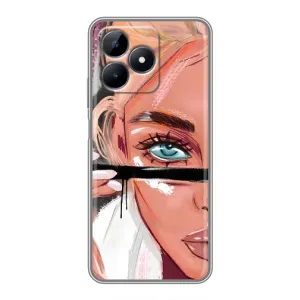 Силиконовый Чехол на Realme Note 50 с картинкой Стильных Девушек (Девушка и ресницы)