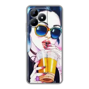 Чехол с картинкой Модные Девчонки Realme Note 50 (Девушка с коктейлем)