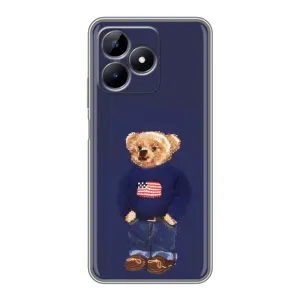 Чехлы Мишка Тедди для Реалми Ноут 50 (Мишка USA)