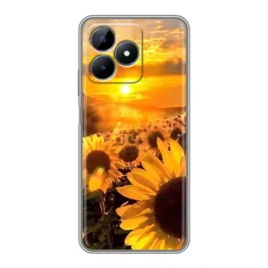 Чехол с Цветами для Realme Note 50 (поле подсолнухов)
