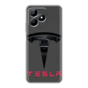 Силиконовый бампер с картинкой машины на Realme Note 50 (Logo TESLA)
