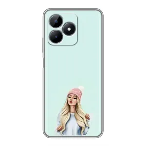 Силиконовый Чехол на Realme Note 50 с картинкой Стильных Девушек (В шапке)