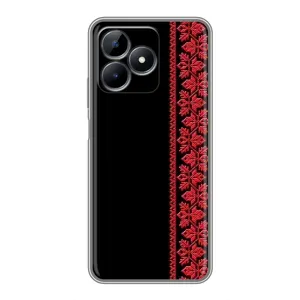 Силиконовый Чехол на Realme Note 50 с картинкой Вышиванки (Вышиванка на черном)