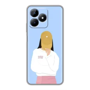 Силиконовый Чехол на Realme Note 50 с картинкой Стильных Девушек (Желтая кепка)