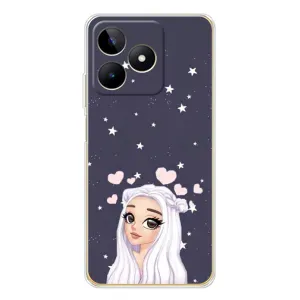 Чехол Стильные девушки на Realme Note 60 (Девушка и сердечки)