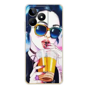 Чехол с картинкой Модные Девчонки Realme Note 60 (Девушка с коктейлем)