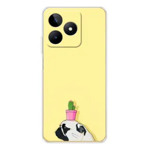 Бампер для Realme Note 60 с картинкой "Песики" (Кактус на голове)