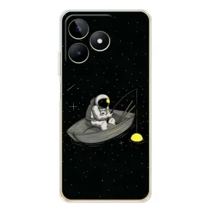 Силиконовый Чехол с принтом "Космонавты" на Realme Note 60 (Космонавт на рыбалке)