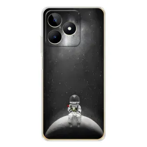Силиконовый Чехол с принтом "Космонавты" на Realme Note 60 (Космонавт романтик)