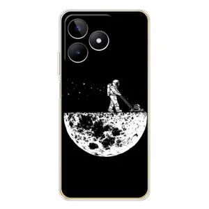 Силиконовый Чехол с принтом "Космонавты" на Realme Note 60 (Космонавт)