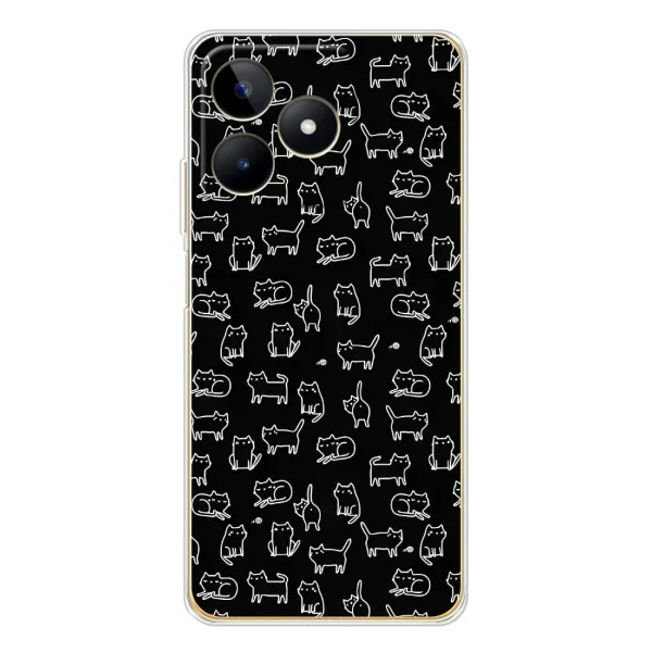 Чехол с рисунком «Котики на черном» для Realme Note 60 Чехол с рисунком «Котики на черном» для Realme Note 60