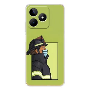 Силиконовый бампер (Работники) на Realme Note 60 (Пожарник)