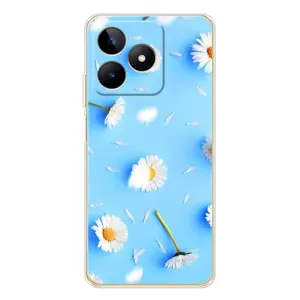 Чехол с Цветами для Realme Note 60 (ромашки на голубом)
