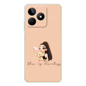 Силиконовый Чехол на Realme Note 60 с картинкой Стильных Девушек (С собакой)