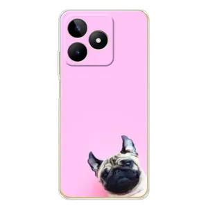 Бампер для Realme Note 60 с картинкой "Песики" (Собака на розовом)