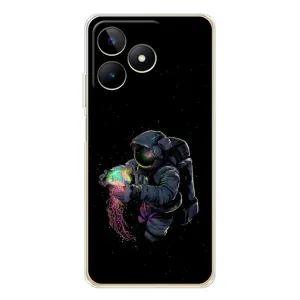Силиконовый Чехол с принтом "Космонавты" на Realme Note 60 (В руках земля)