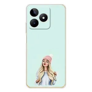 Силиконовый Чехол на Realme Note 60 с картинкой Стильных Девушек (В шапке)