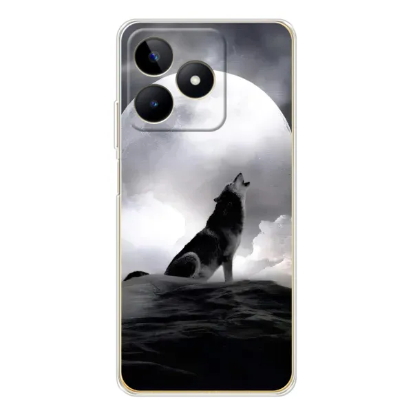 Чехол с рисунком «Волк и луна» для Realme Note 60