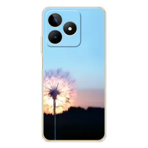 Силиконовый Чехол с одуванчиками на Realme Note 60 (Закат с одуванчиком)
