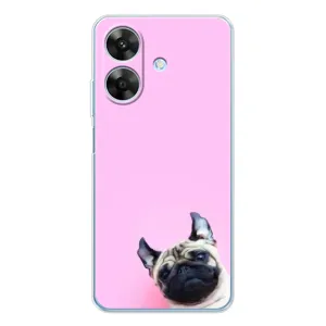 Бампер для Realme Note 60x с картинкой "Песики" (Собака на розовом)
