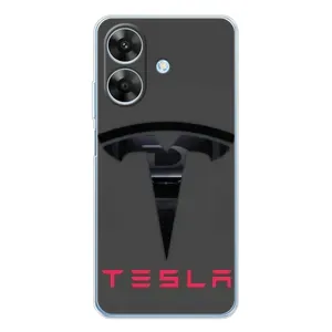 Силіконовий бампер з картинкою машини на Realme Note 60x (Logo TESLA)