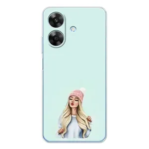 Силиконовый Чехол на Realme Note 60x с картинкой Стильных Девушек (В шапке)
