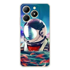 Силіконовый Чохол з принтом "Космонавти" на RealMe Note 70 (Космонавт у воді)