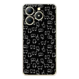 Чехол на тематику: Коты для Realme Note 70 (Котики на черном)