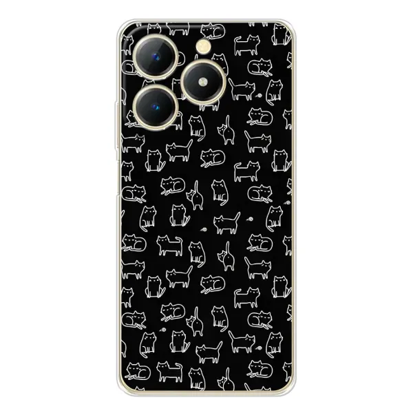 Чехол с рисунком «Котики на черном» для Realme Note 70 Чехол с рисунком «Котики на черном» для Realme Note 70