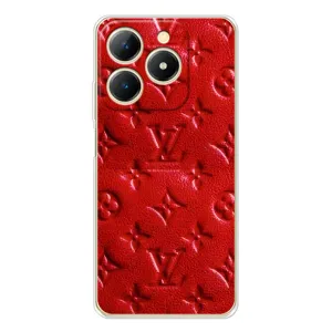 Текстурный Чехол Louis Vuitton для Реалми Ноты 70 (Красный ЛВ)