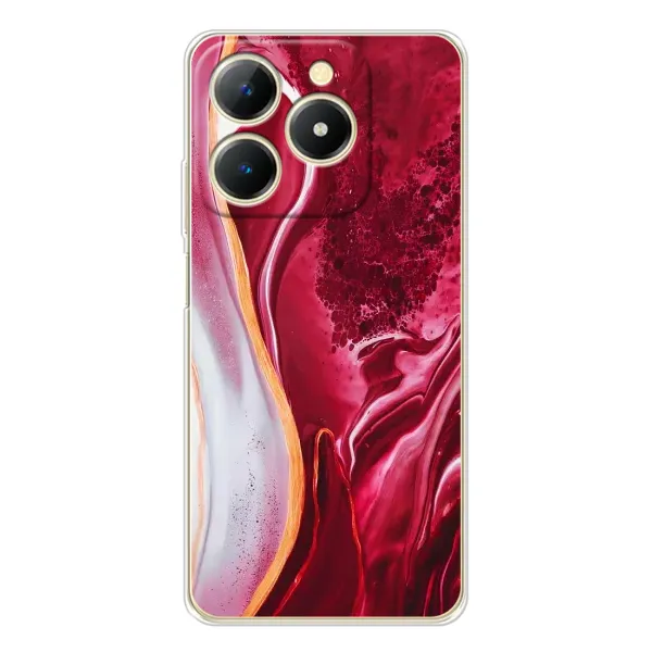 Чехол с рисунком «Красный мрамор» для Realme Note 70