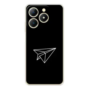 Чехол с картинками на черном фоне для RealMe Note 70 (Самолетик)