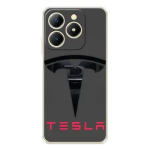 Силиконовый бампер с картинкой машины на RealMe Note 70 (Logo TESLA)