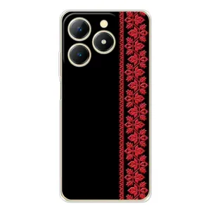 Силиконовый Чехол на RealMe Note 70 с картинкой Вышиванки (Вышиванка на черном)