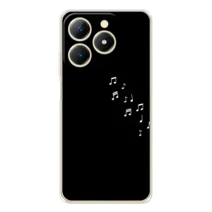 Чехол с картинками на черном фоне для Realme Note 70T (Ноты)