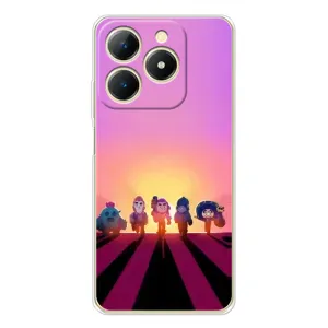 Силіконовый Чохол на Realme Note 70T з картинкою Brawl Stars (Персонажі на заході сонця)