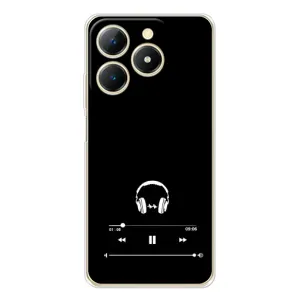 Чехол с картинками на черном фоне для Realme Note 70T (Плеер)