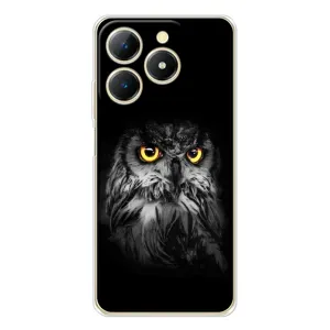 Чехлы с принтом СОВЫ для Realme Note 70T (Сова на чёрном)