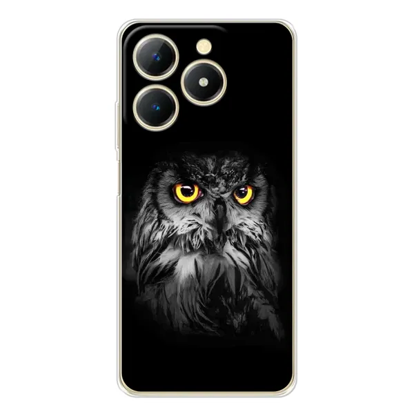 Чехол с рисунком «Сова на чёрном» для Realme Note 70T Чехол с рисунком «Сова на чёрном» для Realme Note 70T