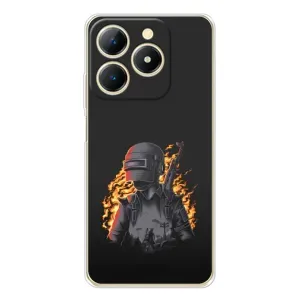 Силиконовый чехол с картинкой "Герой Pubg" на Realme Note 70T (В огне)