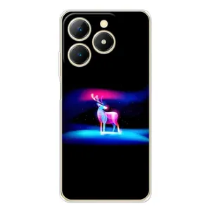 Силиконовый бампер с картинкой животных для Realme Note 70T (Яркий олень)