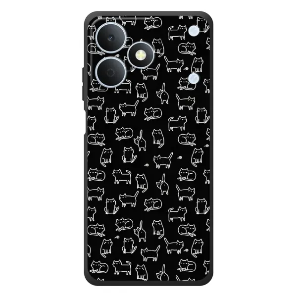 Чехол с рисунком «Котики на черном» для Realme Note 80