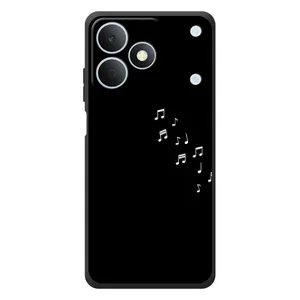 Чехол с картинками на черном фоне для RealMe Note 80 (Ноты)