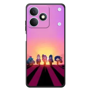 Силиконовый Чехол на RealMe Note 80 с картинкой Brawl Stars (Персонажи в закате)