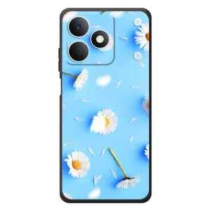 Чехол с Цветами для RealMe Note 80 (ромашки на голубом)