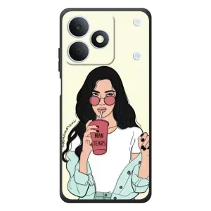 Силиконовый Чехол на RealMe Note 80 с картинкой Стильных Девушек (С напитком)